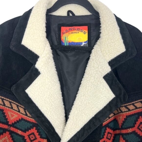 Lawless by Ardney Western Suede Leather Sherpa Jacket XL Pre-Loved Cowboy - Picture 3 of 5